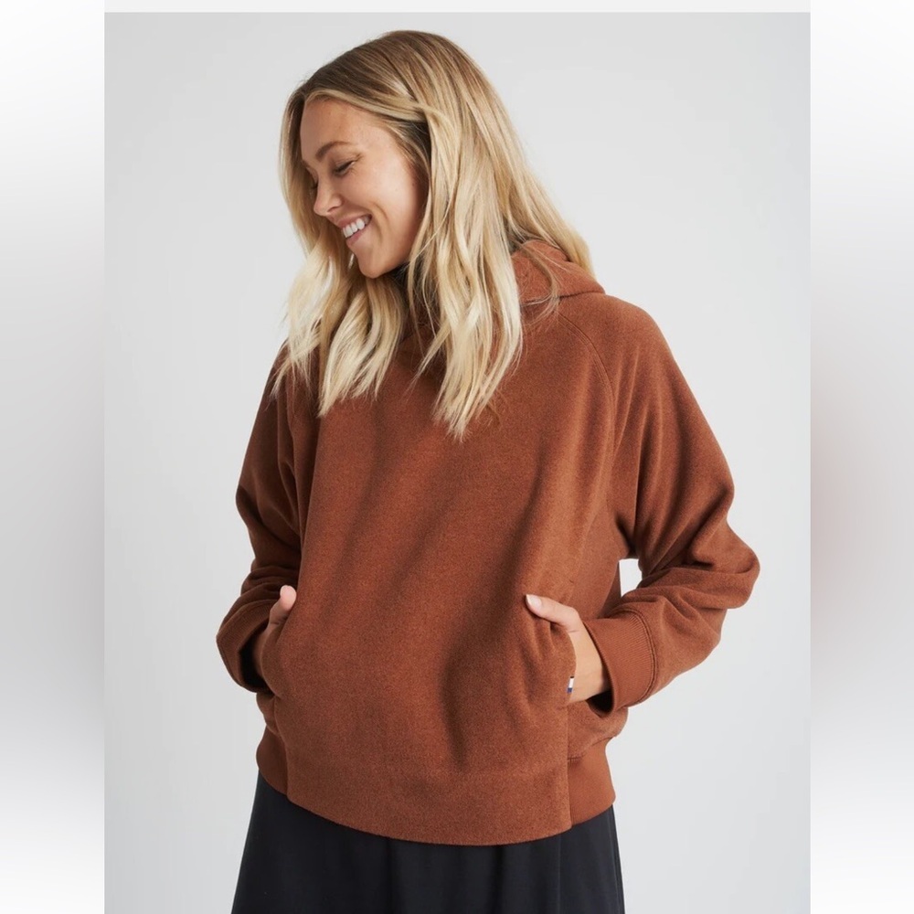 Kit and Ace Hygge Pullover Fleece Hoodie Heather Cinnamon Size XS